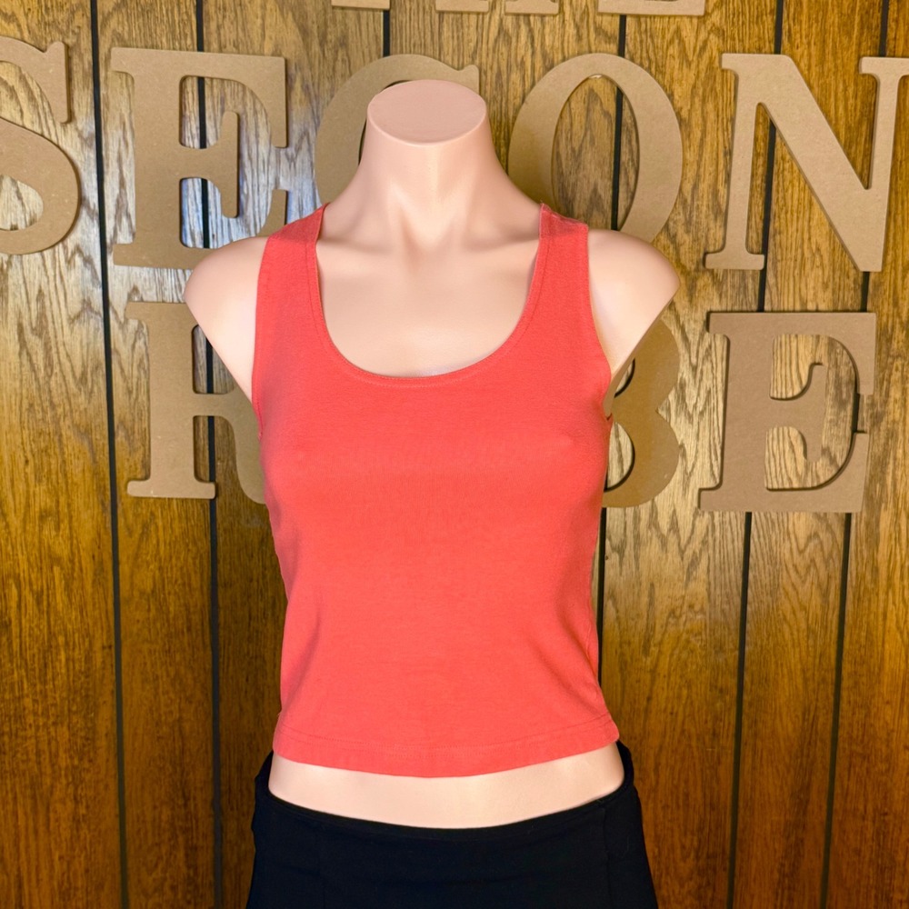Energie Tank Top Womens Medium Coral Pink Ribbed Racerback Cotton Blend Y2K